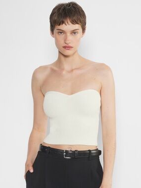 ARITZIA Babaton Sculpt Knit Sweetheart Tube Top | Light Birch - SIZE LARGE